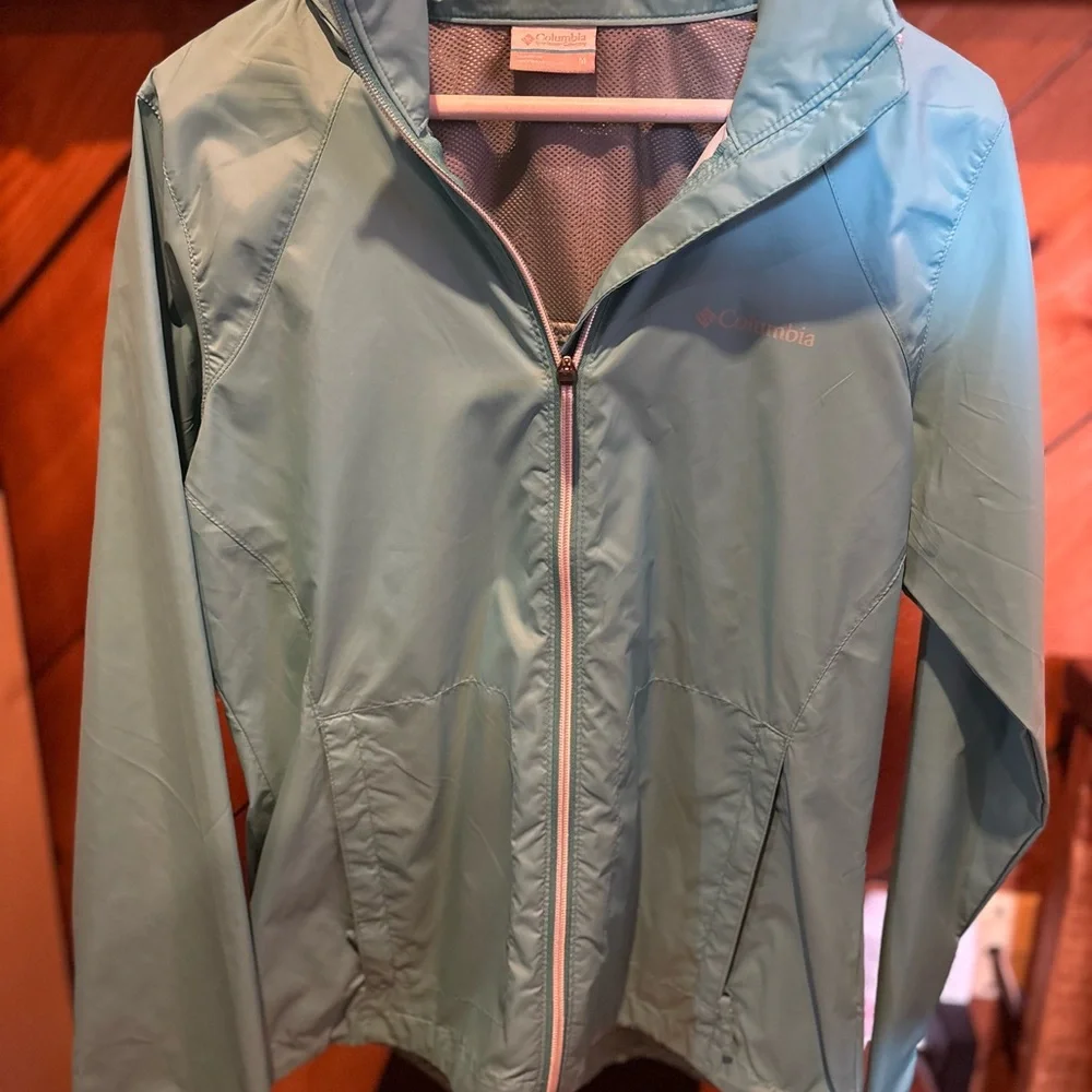 Columbia Women's Aqua Blue Rain Jacket - Picture 1 of 3